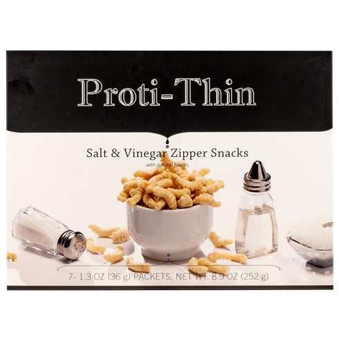 Proti-Thin High Protein Salt & Vinegar Zipper Snacks, 15g Protein, Low Calorie, Gluten-Free, 1 Pack of 7 Servings