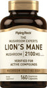 Piping Rock Lions Mane Supplement Capsules 2100mg 160 Count, Vegetarian, Non-GMO & Gluten Free Extract