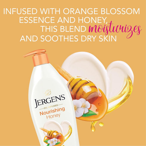 Jergens Nourishing Honey Dry Skin Moisturizer, Illuminating Hydralucence Blend, 16.8 Oz, Pack of 4