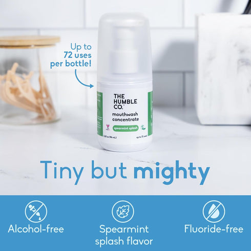 The Humble Co Mouthwash Concentrate for Bad Breath - Fluoride Free Natural Mouth Wash Rinse for Fresh Breath, Gum