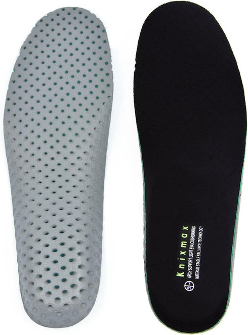 Knixmax Men's Sport Shoe Insoles, Comfort Thin Cushioning Orthotic Inserts for Sneakers, Black EU 44
