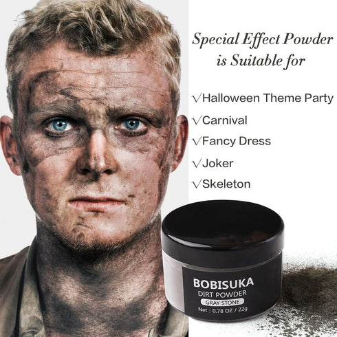 BOBISUKA Dirt Powder for Makeup Special Effects, Halloween, Wedding, Cosplay, Stage Performances, 0.78 oz, Gray Stone