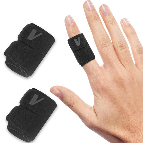 Finger Splints, 2PCS Finger Buddy Straps, Compression Wraps for Sport Basketball Tennis and Volleyball (Black)