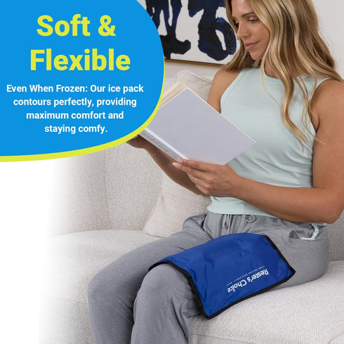 Reusable Gel Soft Flexible Ice Pack for Injuries - Large 11"x14.5" Cold Pack Compress for Hip, Shoulder, Knee