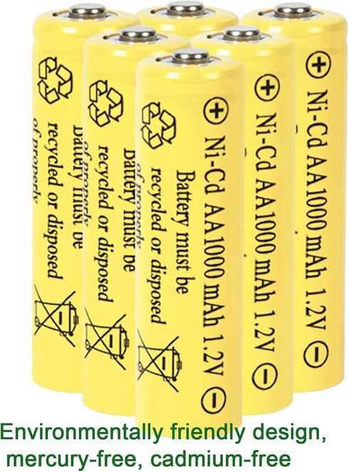 12 Counts 1.2V NI-CD AA 1000mAh Outdoor Solar Rechargeable Batteries for Landscape Lights