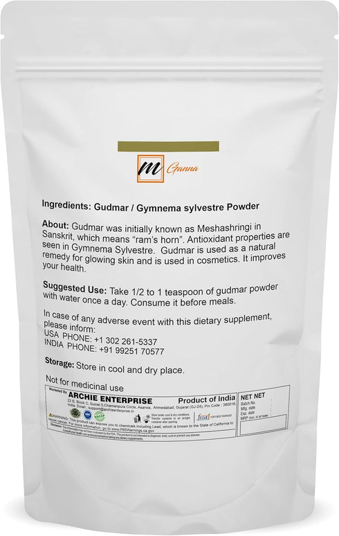 100% Natural Pure Gudmar/Gymnema Sylvestre Powder for Health and Skin Care 227 GMS / 0.5 LBS