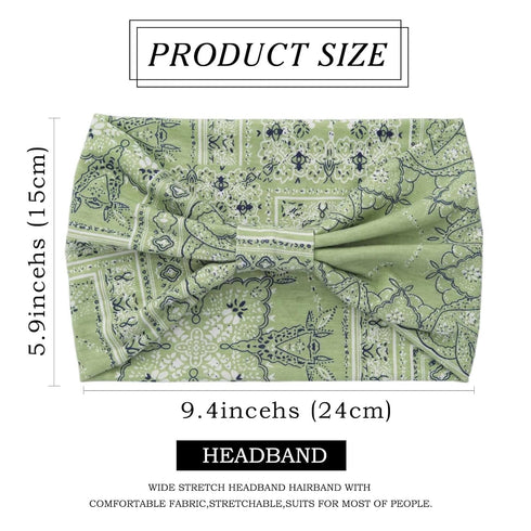 Olbye Wide Boho Headbands for Women, Knotted Turban Hair Accessories, Non-Slip Cotton Head Scarfs for Yoga