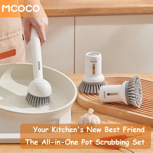 Set Dish Brush with Soap Dispensing Palm Brush Dish Scrub Brush with Soap Dispenser Palm Dish Brush Kitchen Cleaning