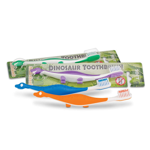 Practicon SmileGoods Y301 Dinosaur Child Toothbrush, Soft Bristle, Individually Packaged, Assorted Colors Bulk Pack