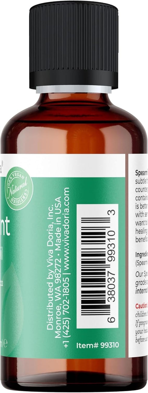 Viva Doria Spearmint Essential Oil, 100% Pure, Natural, Undiluted for Aromatherapy | Food Grade, 30 mL (1 Fluid Ounce)