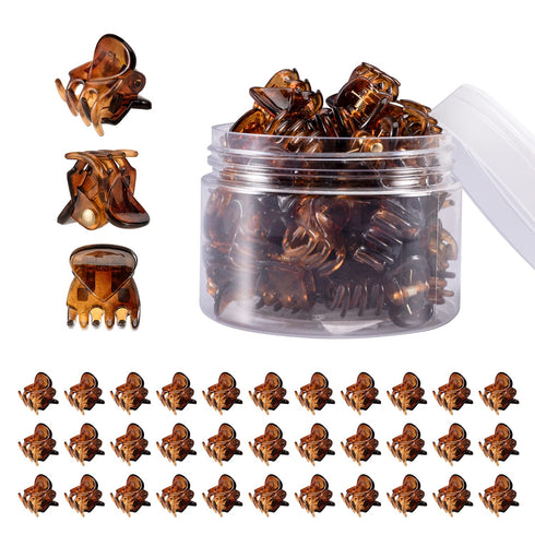 YOHAMA 36 PCS Brown Mini Hair Claw Clips for Kids and Adult Hairstyles, Strong Grip Multifunction Clamp Clips
