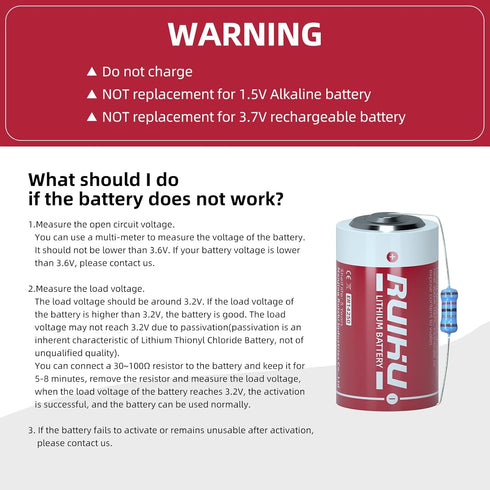 8 Pack ER14250 LS14250 3.6V Lithium Battery, 1/2AA Size 1200mAh Lithium Thionyl Chloride Battery(Li-SOCl2) CE/ROHS/UN38.3 Certified, Non-Rechargeable(ER14250-8 Count/T Type)