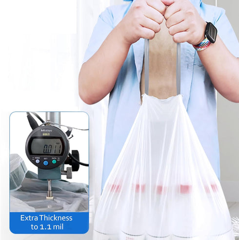 4 Gallon High Density Polyethylene (HDPE) Trash Bags, Extra Thick, 60 Count, No Leaking, White
