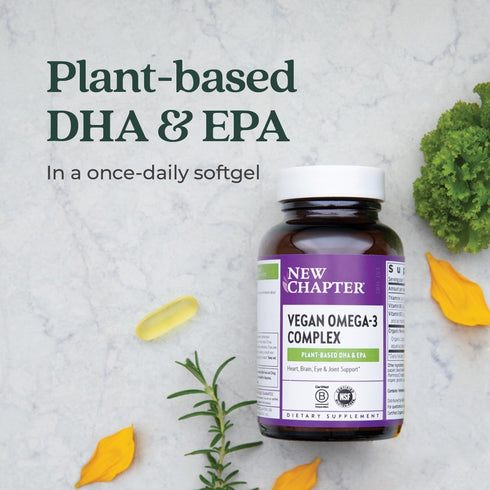 New Chapter Vegan DHA, EPA, DPA Supplement, Vegan Omega-3 Complex, 30 Vegan Softgels