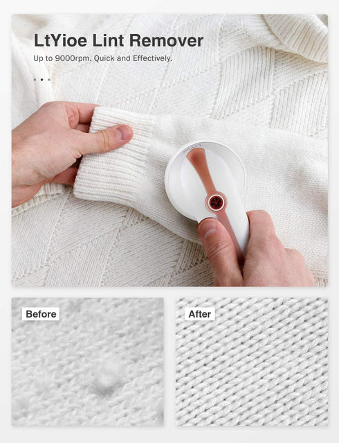 Lint Remover Shaver LtYioe Fabric Shaver, USB Rechargeable Sweater Fuzz Remover with 2 Blades, Lightweight and Portable