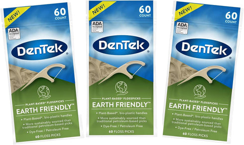 DenTek Earth Friendly Floss Picks, Organic Mint 60 Count, Pack of 3
