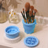 Makeup Brushes Cleaner Mat with Storage Holder, Portable Washing Tool, 2 In 1 Silicone Brush Cleaner Pad