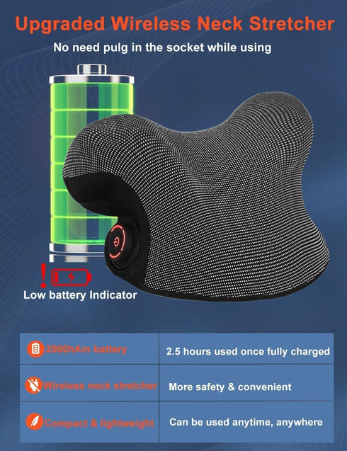 Upalled Wireless Heated Neck Stretcher for Pain Relief, Portable Cordless Neck Shoulder Cervical Traction Device