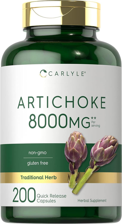 Carlyle Artichoke Extract Capsules 8000mg - 200 Count, Non-GMO, Gluten Free Supplement