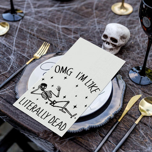 Horaldaily 100 Halloween Disposable Paper Guest Napkins, Skeleton Star Hand Towels for Party and Kitchen