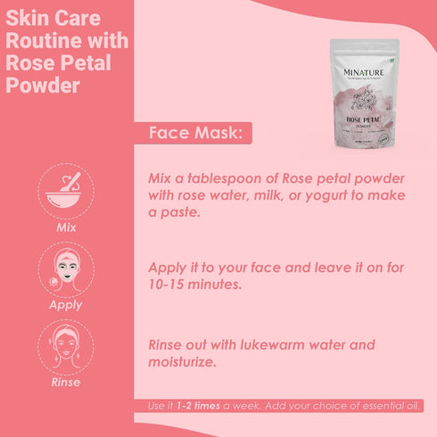 mi nature Rose Petal Powder | 227 g (8 oz) | 100% Natural & Pure | Skin Care | Chemical Free, No Preservatives
