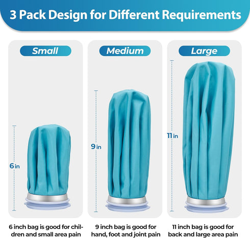 Ice Pack for Injuries Reusable: Ohuhu 3 Packs Ice Cold Packs for Hot & Cold Therapy Pain Relief (Light Blue)
