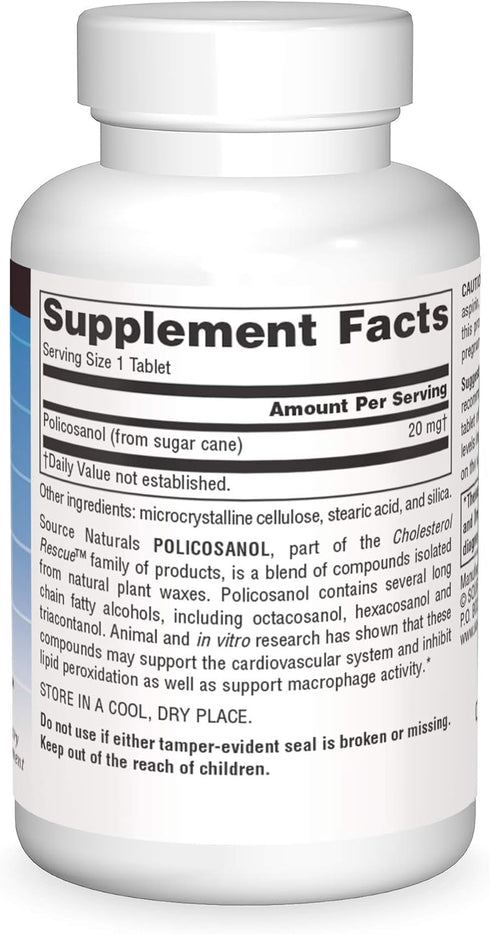 Source Naturals Policosanol, Support for Cardiovascular Health, 20 mg - 60 Tablets