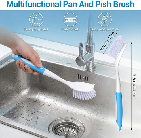 Meyeyaia 20pcs 11 Inch Blue Kitchen Dish Brush Bulk with Anti Slip Handle, Kitchen Bcrub Brush & Dish Brushes