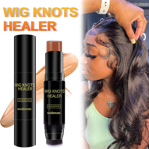Wig Lace Dyeing Stick, Portable Natural Knots Healer with Brush, Hair Color Stick for Lace Wigs, Dark Brown (04)