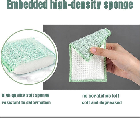 WANWLI 6-Pack) Dish Sponge Kitchen Sponges,Scrub Sponges Bamboo Fiber,Double Sided Cleaning,Non Scratch,Durable
