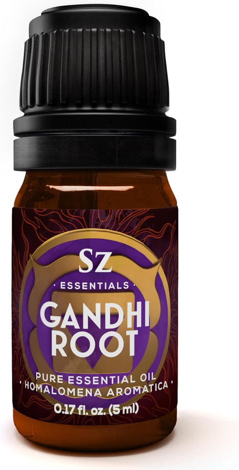 Gandhi Root Essential Oil, 100% Pure Sugandh Mantri Oil, Therapeutic Grade & Vegan - 0.17oz (5ml)