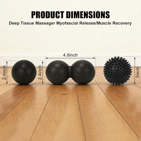 QLDT 3-in-1 Set, Massage Ball Peanut Ball & Spiky Ball & Lacrosse Ball for Yoga, Myofascial Release, Plantar Fasciitis