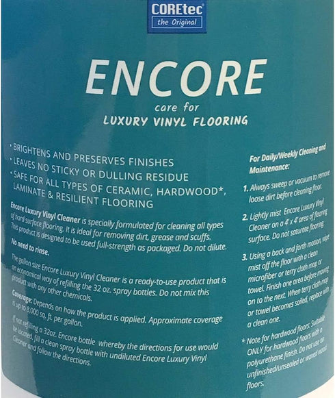 ENCORE 03Z77 Floor Cleaner - Care for Luxury Vinyl Flooring, Ready to Use 1 Gallon Refill