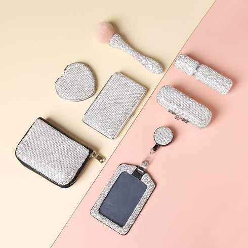 Shiny Rhinestone Portable Makeup Brush, Bling Crystal Professional Face Cosmetics Tool for Liquid Foundation, Powder,