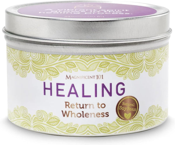 MAGNIFICENT 101 Healing & Manifestation Smudge Candle - 6 Oz Red Soy Wax, 35-Hour Burn, Infused with Oils