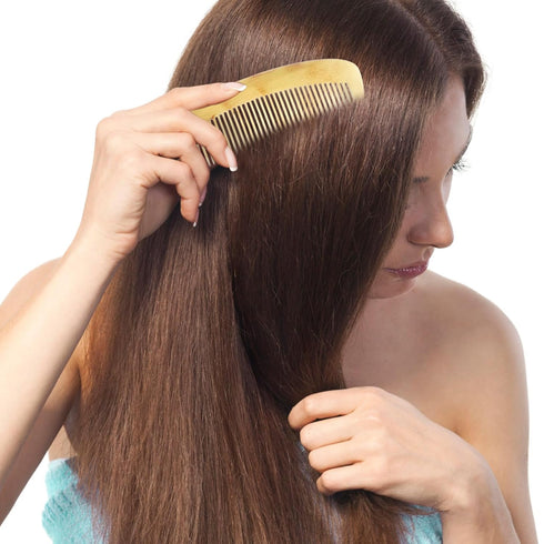 1Pc Brown Natural Ox Horn Comb, No Static Health Care Hair Brush for Hair Styling Tools