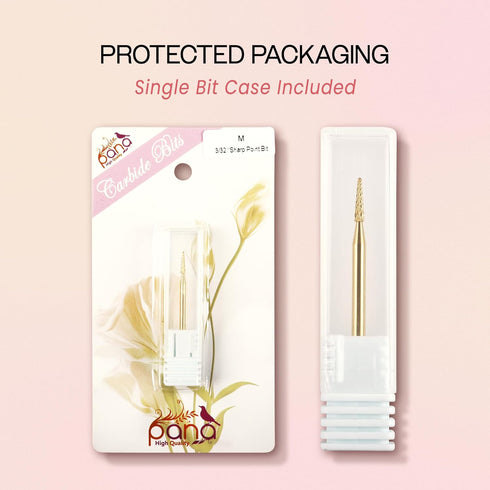 PANA 3/32" Carbide Cuticle Nail Drill Bit for Cleaning, Gel Polish & Acrylic Removal, Gold