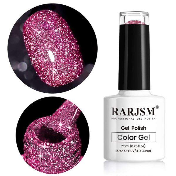 Sparkling Glitter Gel Nail Polish, Red Diamond Gel Polish for Shiny Nail Art, Soak Off UV LED Nail Gel, RAR87