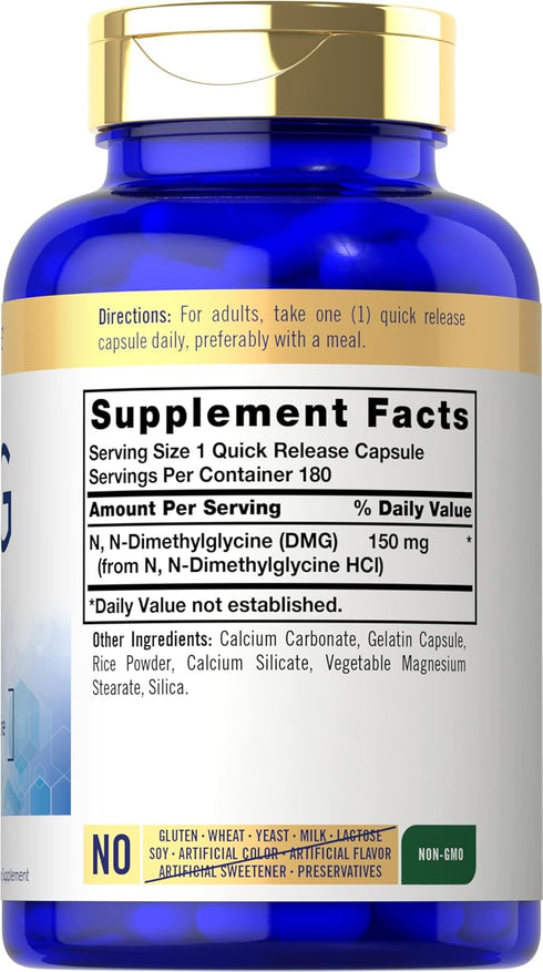 Carlyle DMG Supplement | B15 | 150 mg 180 Capsules | N-Dimethylglycine | Non-GMO and Gluten Free
