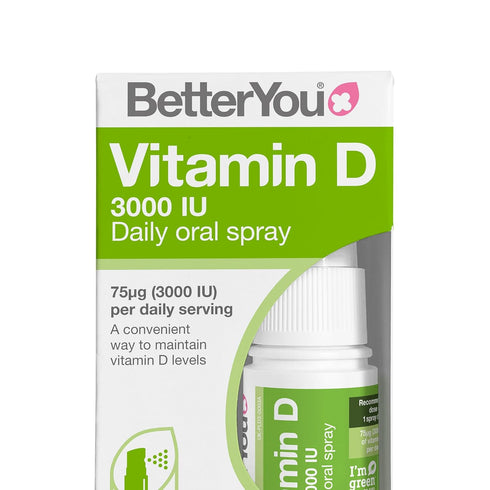 BetterYou Vitamin D3 Spray Liquid, 3000 IU Strength per Single Spray, 0.507 Fl Ounce (100 Sprays), Peppermint Flavour,