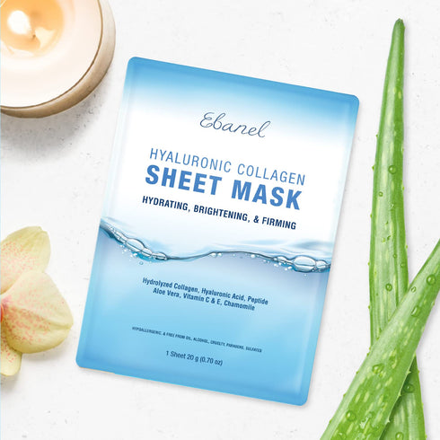 Ebanel 10 Pack Collagen Face Mask - Instant Brightening & Hydrating Sheet Mask with Aloe Vera, Anti Aging