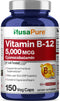 NusaPure Vitamin B12 - 5000 MCG, 150 Veggie Capsules (Non-GMO, Vegan), Max Strength