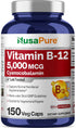 NusaPure Vitamin B12 - 5000 MCG, 150 Veggie Capsules (Non-GMO, Vegan), Max Strength