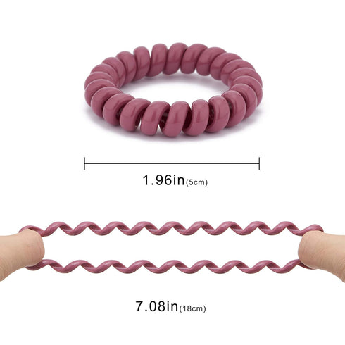 Macaroon Spiral Coil Hair Ties, Colorful 10 Pcs Ponytail Holders for Thick Hair, No Crease Plastic Spiral Ties