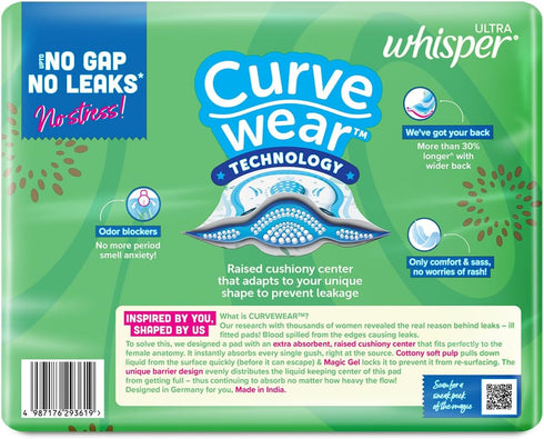 WHISPER Pack 60 Ultra Clean Sanitary Pads for Women, XL Plus, of Napkins