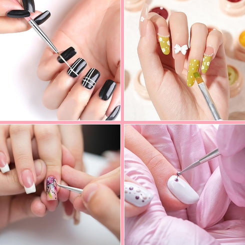 15pcs Nail Paint Brushes Set, Nail Art Brushes for Gel Polish with Rhinestone Picker, Detailing Brush Makeup Set