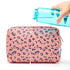 Narwey Cute Cheetah Makeup Bag, Travel Cosmetic Bag Organizer with Compartments for Women Girls, Large, Leopard