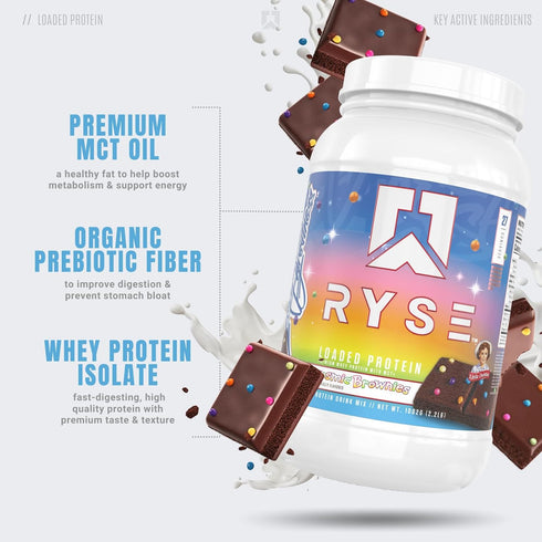 Ryse Loaded Protein Powder, 25g Whey Protein Isolate & Concentrate, Low Carbs & Low Sugar, 27 Servings