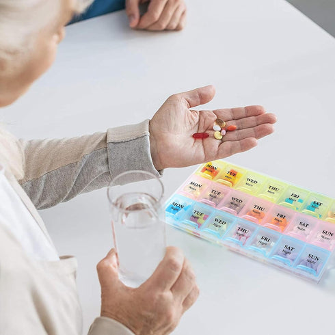 JedJadr 7 3 3 7 3X (2 Pack) Day Pill Organizer Times a Day, Morning noon and Night Pill Box, Weekly Pill Organizer
