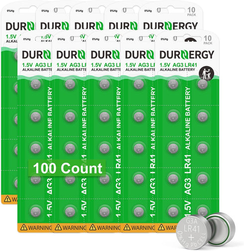 LR41 Batteries 100 Pack, 384 392 1.5 Volt Alkaline Button Cell Battery, AG3